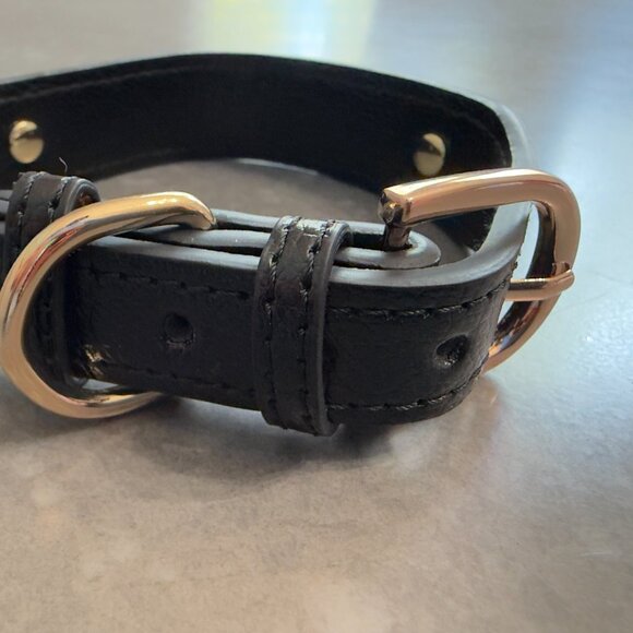 Pet Care Black Faux Leather Dog Collar with Crystal Heart Charm – Size Small - Picture 4 of 7